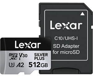 Minnekort - Lexar Professional Silver Plus MicroSD/SD - 205MB/s - 512GB - LMSSIPL512G-BNANG