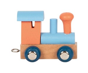 Barnerom - Small Foot - Wooden Letter Train Polar - Locomotive Salmon Pink Blue - 12568