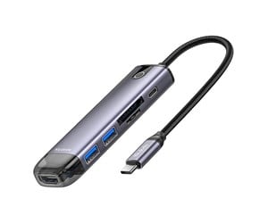 USB-hub - Mcdodo HU-7420 10-in-1 USB-C Hub (USB-C HDMI VGA USB3.0*2 USB3.0*2 SD TF) USB-hub - USB 3.0 - 10 porter - Grå - HU-7740