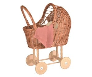 Dukker, Bamser & Utstyr - Egmont Toys Wicker Pram with Knitted Blanket - 700055