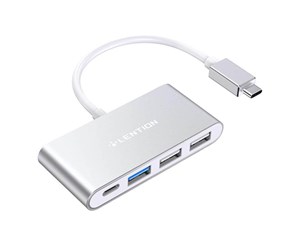 USB-hub - Lention 4in1 Hub USB-C to USB 3.0 + 2x USB 2.0 + USB-C (silver) USB-hub - USB 3.0 - 4 porter - Sølv - CB-TP-C13-SILNA2