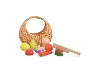 Treleker - Egmont Toys Wooden Fruit and Vegetable Set in a Basket - 511062