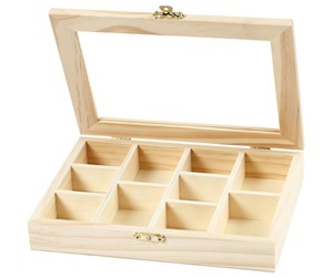 Byggesett - Creativ Company Wooden Box with Glass Lid and 10 compartments - 56930