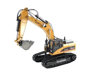 Fjernstyrt - Amewi Excavator G704E full metal 1:14 Yellow 2.4GHz in a leather case - 22344