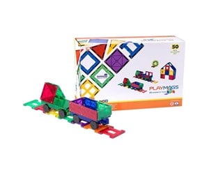 Byggesett - Playmags Magnetic tiles 3D Train 153 - 50 pcs set - 153