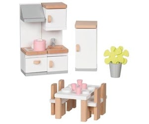 Dukker, Bamser & Utstyr - Goki Wooden Doll Furniture Kitchen 20 pieces. - 51493