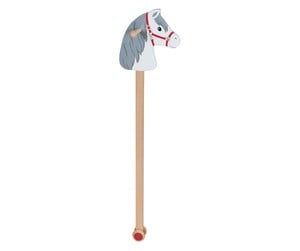 Dukker, Bamser & Utstyr - Goki Wooden Hobby Horse White with Gray Mane - 53807