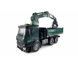 Fjernstyrt - Amewi Mercedes-Benz Arocs Licensed Crane Lorry with Tipper RTR green - 22568