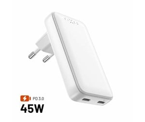 Mobil - Adaptere og ladere - FIXED Slim GaN 90° Super Fast 2x USB-C charger 45W - White - FIXCG45S-2C-WH