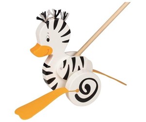 Babyleker - Goki Wooden Push Figure Zebra Duck - 54959