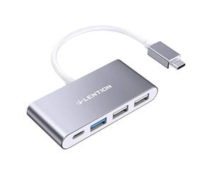 USB-hub - Lention 4in1 Hub USB-C to USB 3.0 + 2x USB 2.0 + USB-C (gray) USB-hub - USB 3.0 - 4 porter - Grå - CB-TP-C13-GRYNA2