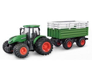 Fjernstyrt - Amewi RC Tractor with Livestock Trailer 1:24 RTR Green - 22636