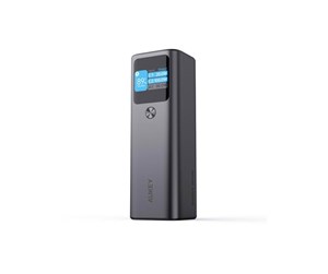 Nødlader - Aukey PB-Y45 Mini Power Bank 27600mAh 140W QC PD 3.1 3xUSB PPS Smart Digital Display - Mini (AAAA) Nødlader - Svart - 27600 mAh - PB-Y45