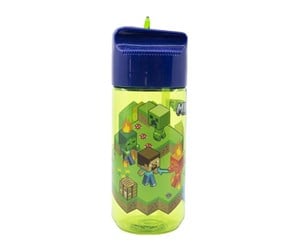 Reklameartikler - STOR - Water bottle with Straw for Kids 40436 430 ml Minecraft (green&blue) - Vannflaske - 40436