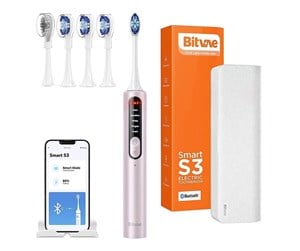 Elektrisk tannbørste - Bitvae Elektrisk tannbørste Sonic toothbrush with app tips set and travel etui S3 (pink) - S3 Pink