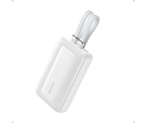 Nødlader - Anker (10K.30W Built-In USB-C+Lightning Cable) Nødlader - Hvit - 10000 mAh - A1680021