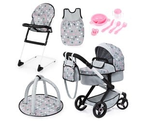 Dukker, Bamser & Utstyr - Bayer Design Doll's Pram Xeo Deluxe Set - Grey (17007AB) - 17007AB