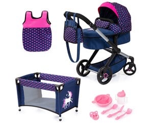 Dukker, Bamser & Utstyr - Bayer Design Doll's Pram Xeo Mega Set - Navy (17054AB) - 17054AB