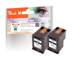 Printertilbehør blekk/toner - Peach TwinPack - 2-pack - black - compatible - remanufactured - ink cartridge (alternative for: HP 301) - Blekkpatron Svart - PI300-503