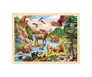 Puslespill - Goki Wooden Jigsaw Puzzle North American Wilderness 96 pcs. Tre - 57409