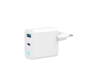 Mobil - Adaptere og ladere - Gembird Universal GaN USB charger QC 3.0 & PD 45W 2-port - White - TA-UC-PDQC45L-W-01