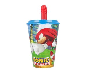 Skole - STOR 430 ml Sonic the Hedgehog cup / Bidon with straw (blue and red) - 40530