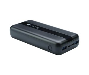 Nødlader - TECHLY I-CHARGE-2000020W Nødlader - Svart - 20000 mAh - I-CHARGE-2000020W