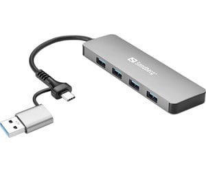 USB-hub - Sandberg 4-Port USB Hub USB-hub - USB 3.0 - 4 porter - Sølv - 136-63