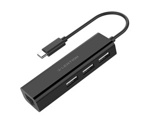 USB-hub - Lention Hub USB-C to 3x USB 2.0 + Ethernet Adapter (black) USB-hub - Svart - "CB-UC-USB2.0- HUB-B