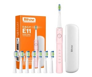 Elektrisk tannbørste - Bitvae Elektrisk tannbørste Sonic toothbrush with tips set and travel case BV E11 (Pink) - BV E11 Pink