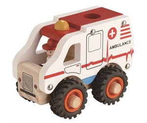 Treleker - Magni Wooden Ambulance with Rubber Wheels - 2626