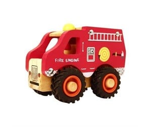 Treleker - Magni Wooden Fire Engine with Rubber Wheels - 2632