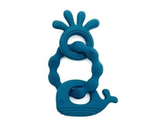 Babyleker - Magni Teether bracelet in LFGB silicone with whale appendix - Blue - 5551