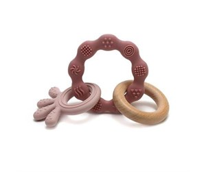 Babyleker - Magni Teether bracelet in LFGB silicone with squid appendix - Red - 5566