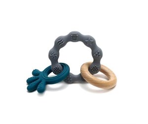 Babyleker - Magni Teether bracelet in LFGB silicone with squid appendix - Blue - 5568