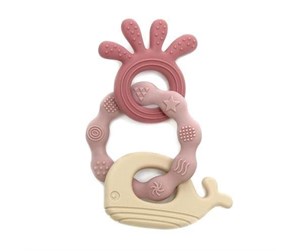 Babyleker - Magni Teether bracelet LFGB silicone with quid and whale appendix - Pink - 5572