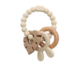 Babyleker - Magni Teether bracelet in LFGB silicone with bunny appendix - Beige - 5577