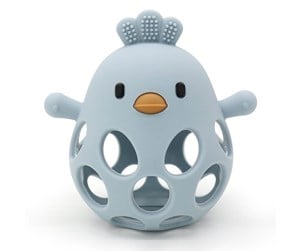 Babyleker - Magni Teether ball with duckling in LFGB silicone - Blue - 5632