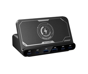 Mobil - Adaptere og ladere - BlitzWolf BW-S27 160W 2xUSB-A 4xUSB-C 15W wireless charger (black) - BW-S27