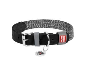 Hund - Waudog Dog collar made of natural leather with QR code size S width 15 mm black - 58901