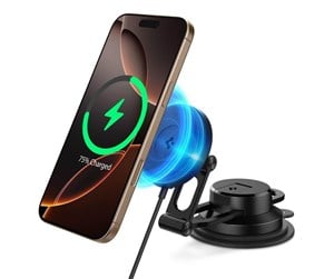 Mobil - Adaptere og ladere - Spigen OneTap Pro 4 MagSafe Car Mount Wireless Charger | Dashboard / Windshield - Black - ACP08544