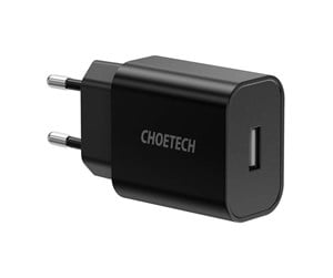 Strømkabel (ekstern) - Choetech Q5002 12W USB-A power charger (black) - Q5002-EU-black