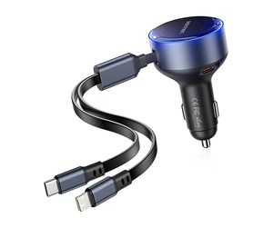 Mobil - Adaptere og ladere - Vention FFOB0 USB-C car charger + USB-C/Lightning 30W cable - FFOB0