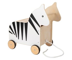 Babyleker - Small Foot - Wooden Toy Box and Zebra Wildlife Pull Figure - 12425