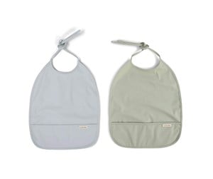 Babyutstyr - Filibabba Bib with ties 2-pack - Pearl Blue + Desert Sage - FI-03339