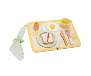 Lekekjøkken & Utstyr - Classic World Wooden Vintage Breakfast Set with Tray 13 pieces. - 50575