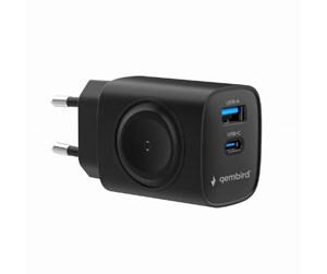 Mobil - Adaptere og ladere - Gembird 2-in-1 20W Apple Watch + phone fast charger - Black - TA-UC-PDQCW20-01-BK