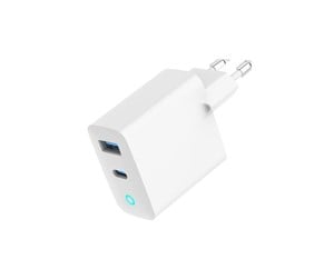 Mobil - Adaptere og ladere - Gembird Universal GaN USB charger with LED QC 3.0 & PD 30W 2-port - White - TA-UC-PDQC30L-W-01