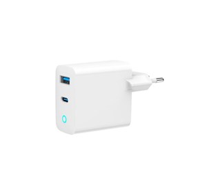 Mobil - Adaptere og ladere - Gembird Universal GaN USB charger with LED QC 3.0 & PD 65W 2-port - White - TA-UC-PDQC65L-W-01