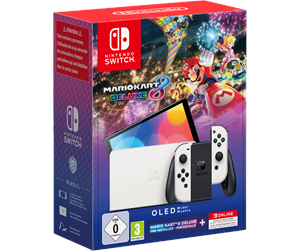 Spillkonsoll - Nintendo Switch OLED White + Mario Kart 8 Deluxe Bundle - 0045496454036